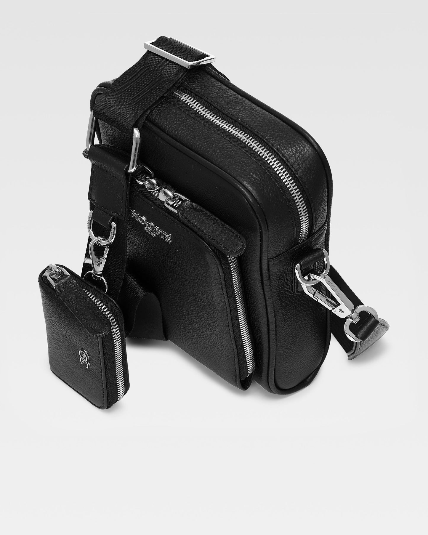 Side profile of leather cross body bag for men – Grandeur by Hoche Paris