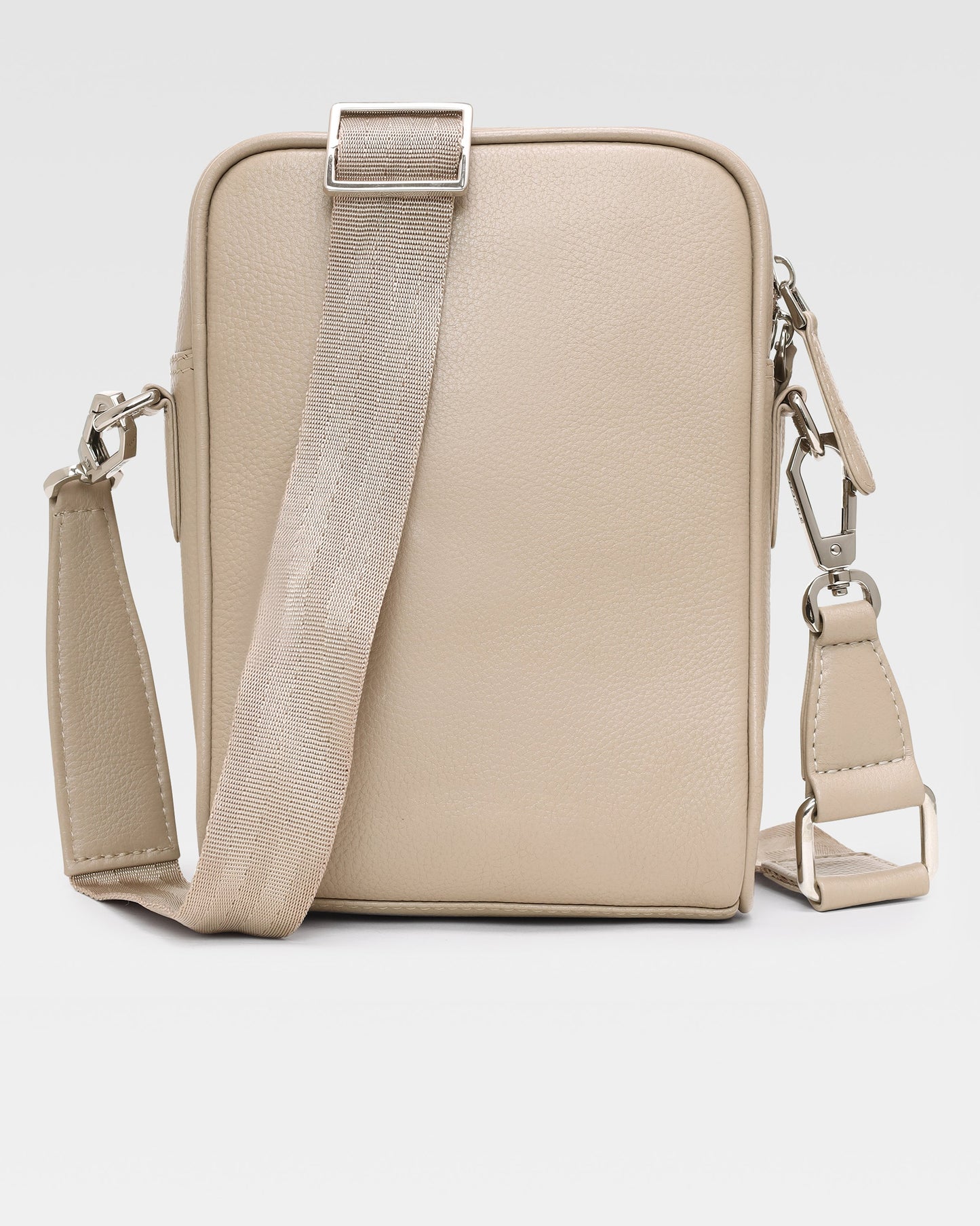 Back view of Taupe men sling bag in genuine leather – Hoche Paris