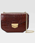Dark Brown Croc Embossed