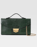 Dark Green Croc Embossed